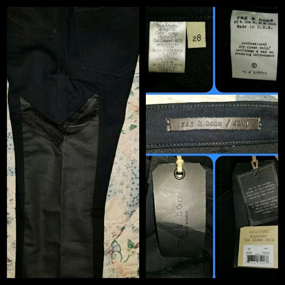 💣HP💥Rag & Bone Leather trim Grand Prix jeans - Picture 8 of 8